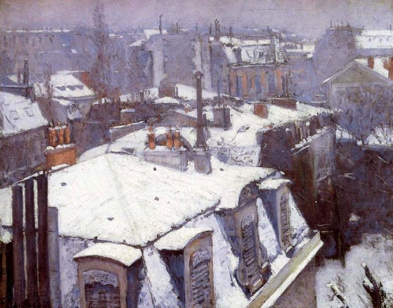 Gustave Caillebotte Snow-covered roofs in Paris